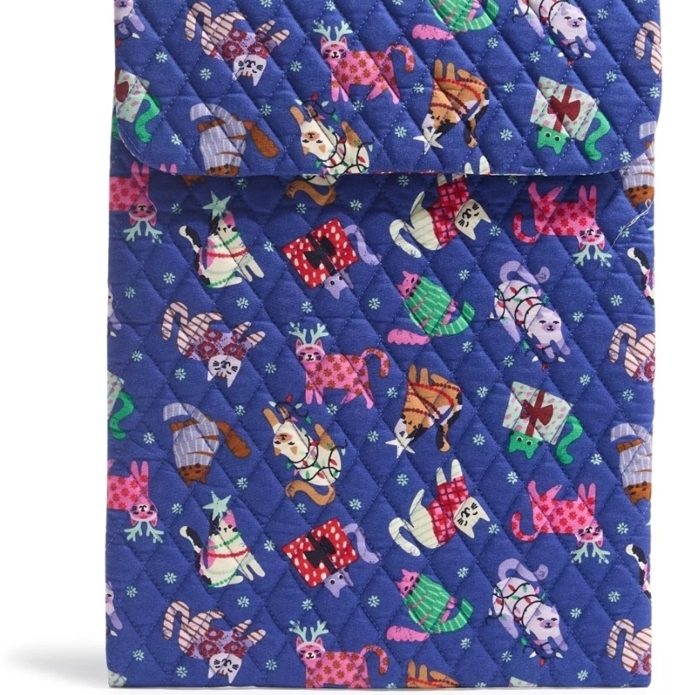 Vera Bradley Blue Quilted Tech Sleeve with Animal Print